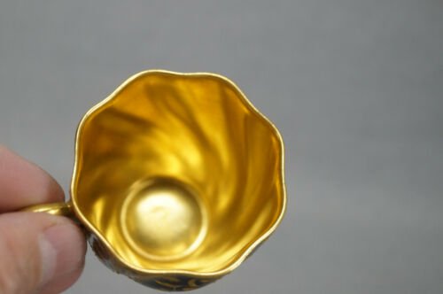 コールポート　T253　コバルトブルー  立体的　ビーズ　ゴールド　デミタスカップ  ソーサー