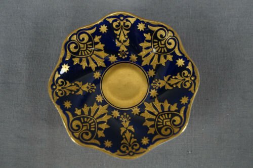 コールポート　T253　コバルトブルー  立体的　ビーズ　ゴールド　デミタスカップ  ソーサー