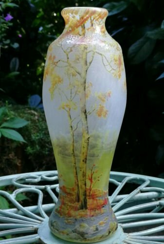 ドームナンシー　秋景色の花瓶　アールヌーヴォー　ガラス