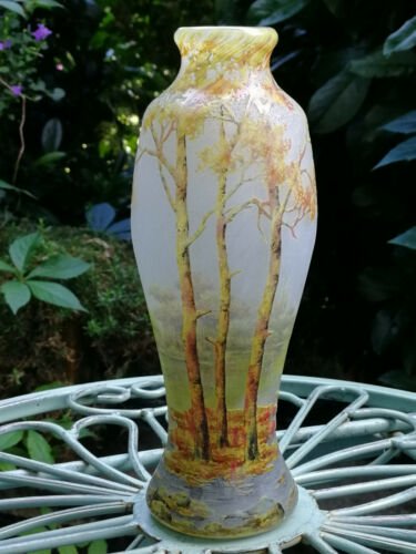 ドームナンシー　秋景色の花瓶　アールヌーヴォー　ガラス
