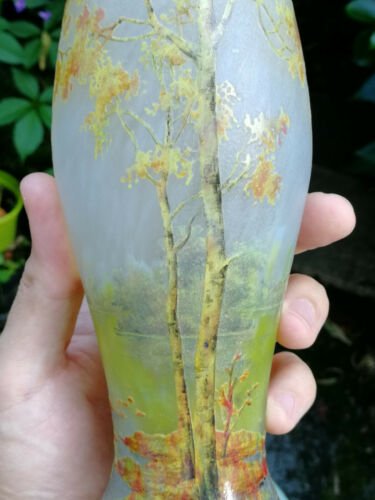 ドームナンシー　秋景色の花瓶　アールヌーヴォー　ガラス