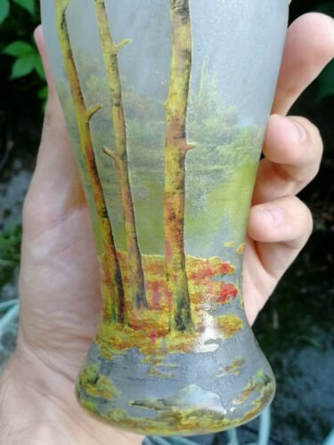 ドームナンシー　秋景色の花瓶　アールヌーヴォー　ガラス