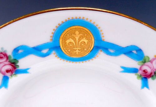 アンティーク　ミントン　磁器　エナメル加工　フルール・ド・リス　カップ　ソーサー　プレート　３点セット