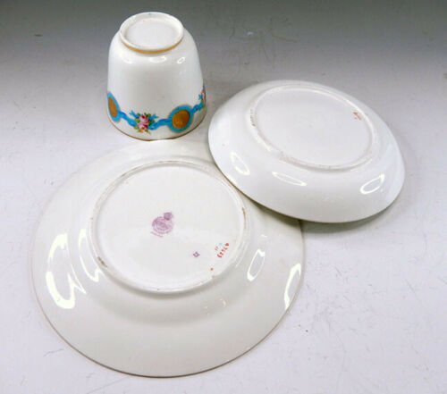 アンティーク　ミントン　磁器　エナメル加工　フルール・ド・リス　カップ　ソーサー　プレート　３点セット