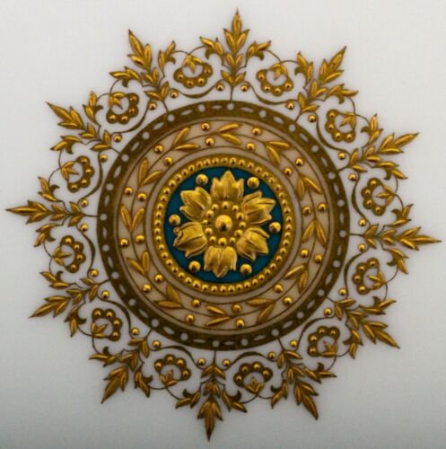 ミントン&ティファニー 職人によるターコイズと金彩のプレート 13枚