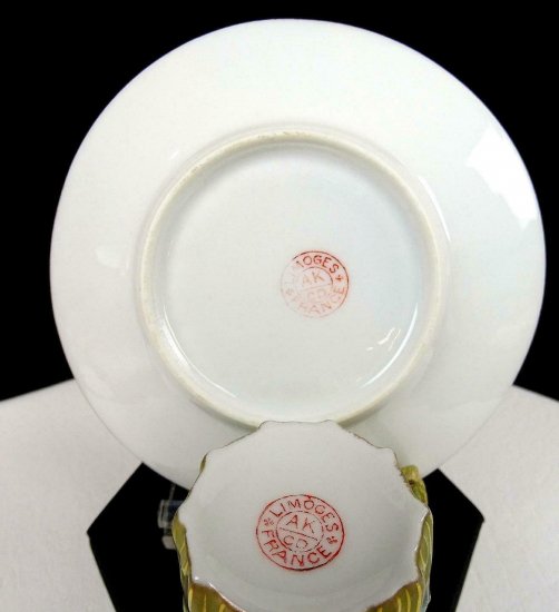 A.クリンゲンバーグ　C.ドウェンガー　リモージュ　金メッキ　5.4cm　デミタスカップとソーサー　1890年