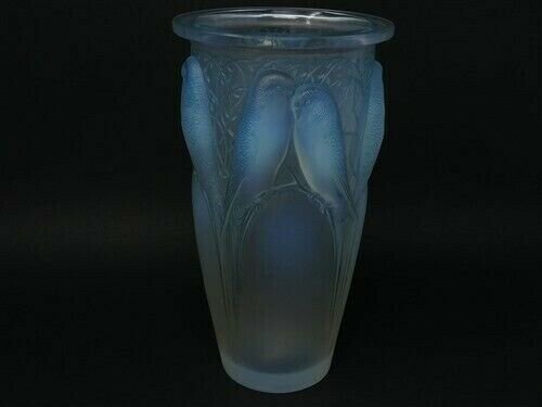 ルネラリック Ren Lalique オパルセントガラス 花瓶 アンティーク 置物 オブジェ ガラス パール色 未使用