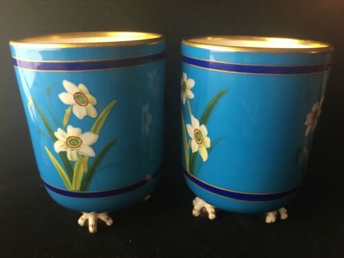 2つセット　ミントン　クリストファー・ドレッサー　1872年　爪形脚　花瓶　ターコイズ　耽美主義