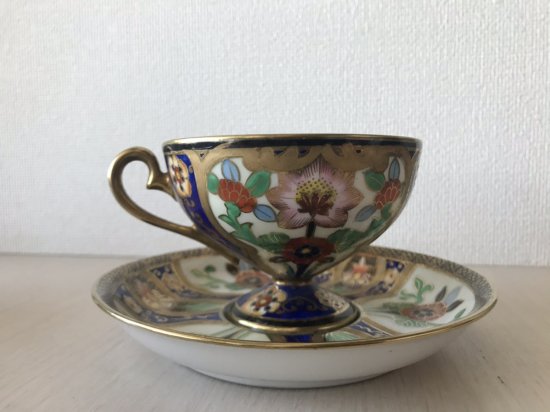 オールドノリタケ アールヌーボー文様ハミングバードのティーカップ＆ソーサー