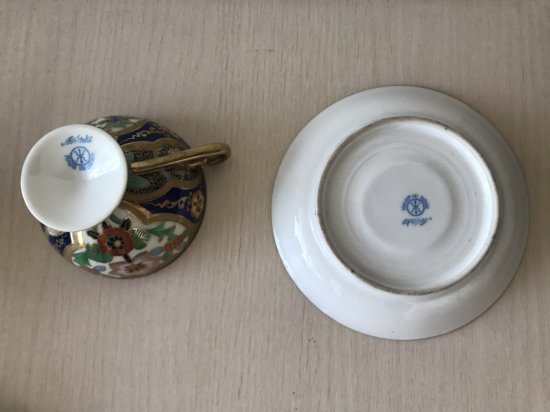 オールドノリタケ アールヌーボー文様ハミングバードのティーカップ＆ソーサー