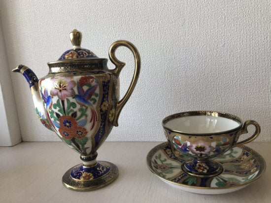 オールドノリタケ アールヌーボー文様ハミングバードのティーカップ＆ソーサー