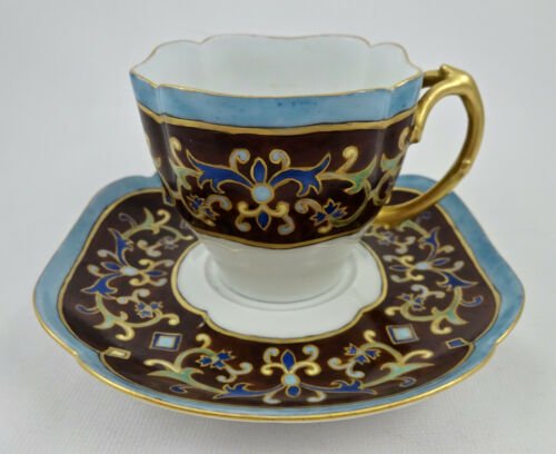 アンティーク リモージュ ティーカップ ソーサー 手描き絵付け