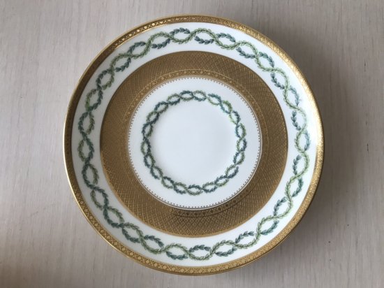 アンティーク　ミントン　金彩とオリーブ文様のティーカップ&ソーサー