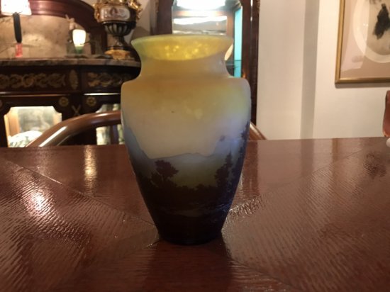 エミールガレ 山岳風景の４層カメオガラス花瓶