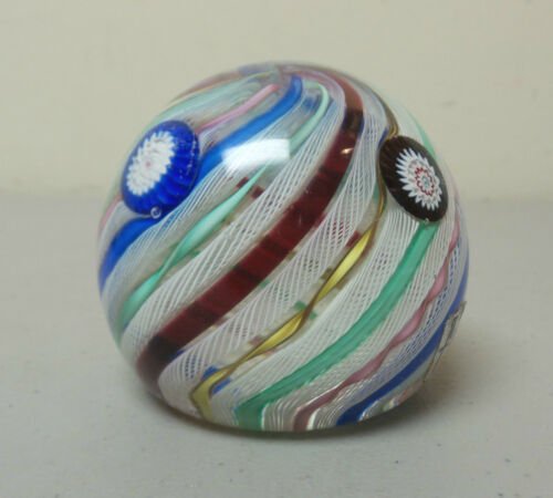ムラノ　ラッティチーノリボン　ミルフィオリガラス　ペーパーウェイト
