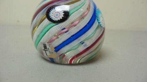 ムラノ　ラッティチーノリボン　ミルフィオリガラス　ペーパーウェイト