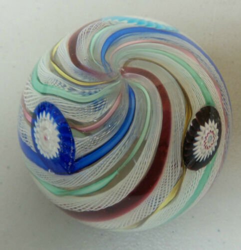 ムラノ　ラッティチーノリボン　ミルフィオリガラス　ペーパーウェイト