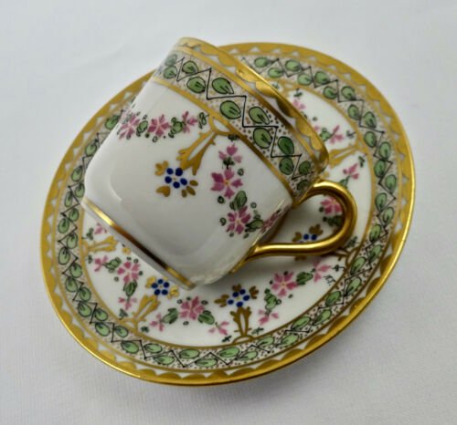 アンティーク　ピッカード　デミタスカップ  ソーサー　手描き絵付け