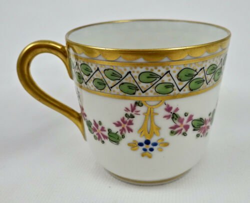 アンティーク　ピッカード　デミタスカップ  ソーサー　手描き絵付け