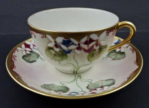 アンティーク　リモージュ　ティーカップ  ソーサー　ピッカード画家