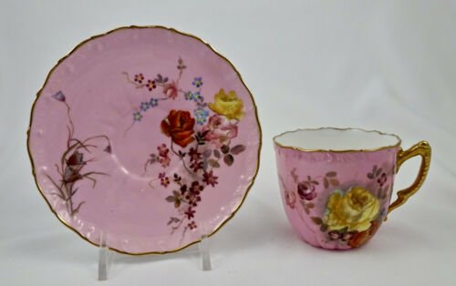 アンティーク　ロイヤルウースター　デミタスカップ　ソーサー　薔薇