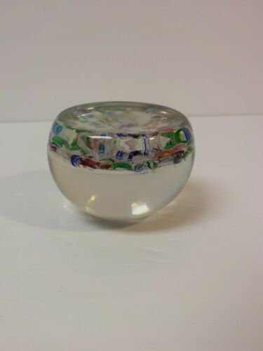 ムラノ　ラッティチーノ＆ミルフィオリ　マルチガラス　ペーパーウェイト（＃７）