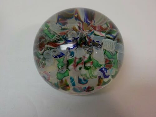 ムラノ　ラッティチーノ＆ミルフィオリ　マルチガラス　ペーパーウェイト（＃７）