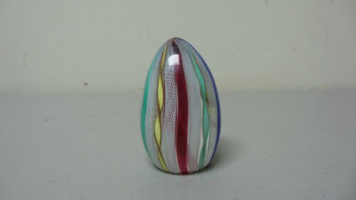 ムラノ ラッティチーノ“リボン”　アートグラス　卵型ペーパーウェイト