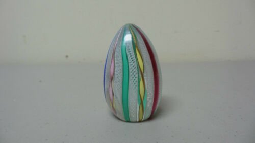ムラノ ラッティチーノ“リボン”　アートグラス　卵型ペーパーウェイト