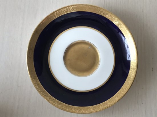 アンティーク　コールポート　コバルトブルー　ゴールド　カップとソーサー　シンプルスタイル