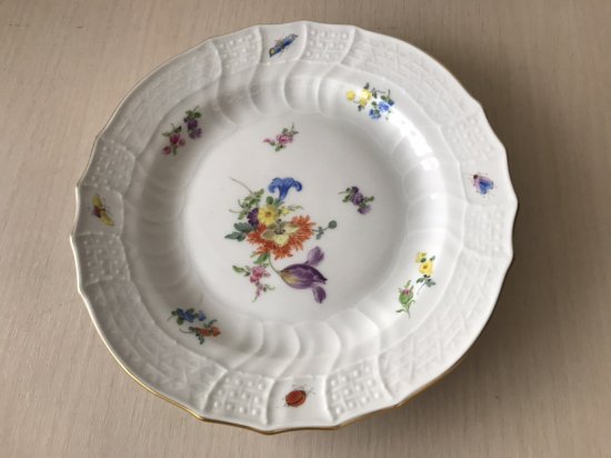 マイセン フラワーブーケ 昆虫 5つ花 デザートプレート
