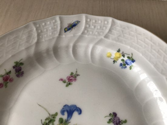 マイセン フラワーブーケ 昆虫 5つ花 デザートプレート