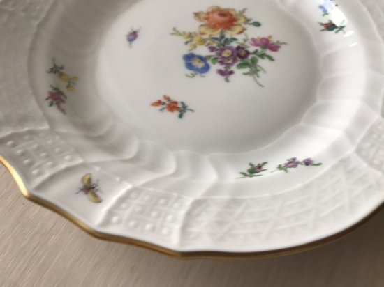 マイセン フラワーブーケ 昆虫 5つ花 デザートプレート２