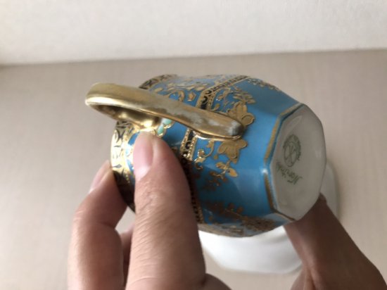 オールドノリタケ 金盛ターコイズとアールヌーボー紋 カップ＆ソーサー