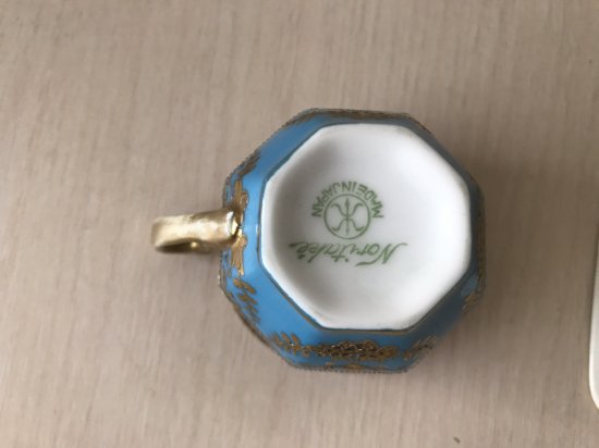 オールドノリタケ 金盛ターコイズとアールヌーボー紋 カップ＆ソーサー