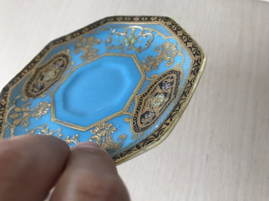 オールドノリタケ 金盛ターコイズとアールヌーボー紋 カップ＆ソーサー