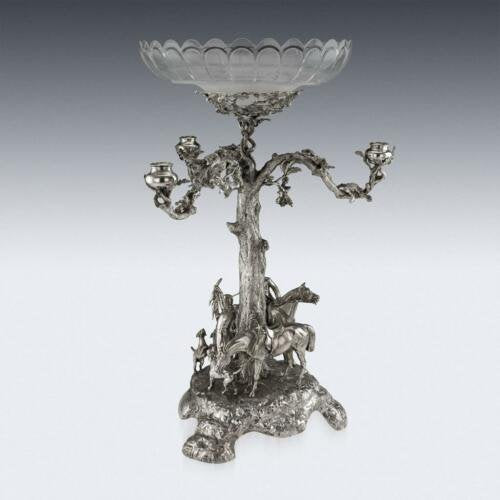 アンティーク　19世紀　ヴィクトリアン　純銀製　燭台　センターピース RHENNELLc.1880