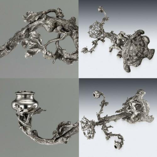 アンティーク　19世紀　ヴィクトリアン　純銀製　燭台　センターピース RHENNELLc.1880