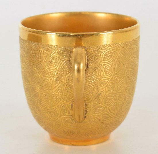 コールポート(Coalport)デミタスカップ＆ソーサー金彩幾何学文様