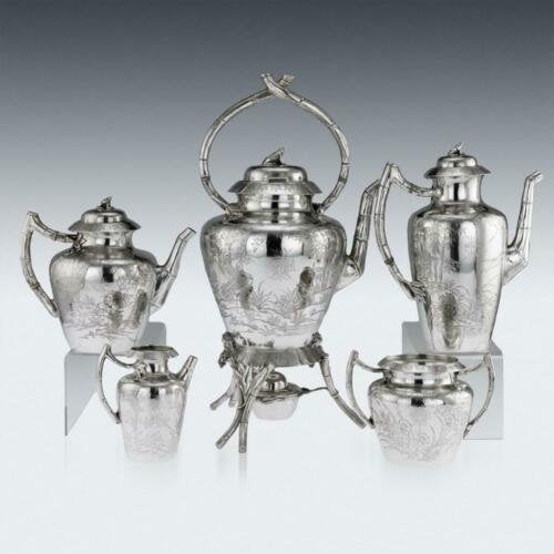 アンティーク　19世紀　ヴィクトリアン　	耽美主義　銀無垢　茶器　c1880