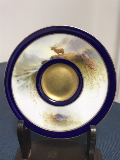 ロイヤルウースター　アカシカと牛のデミタスカップ＆ソーサー