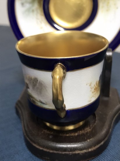 ロイヤルウースター　アカシカと牛のデミタスカップ＆ソーサー