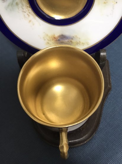 ロイヤルウースター　アカシカと牛のデミタスカップ＆ソーサー