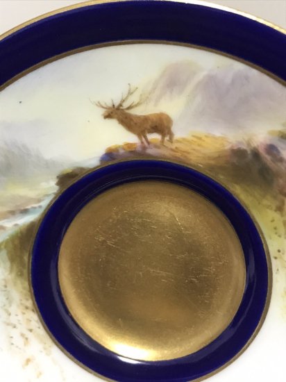 ロイヤルウースター　アカシカと牛のデミタスカップ＆ソーサー