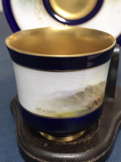 ロイヤルウースター　アカシカと牛のデミタスカップ＆ソーサー