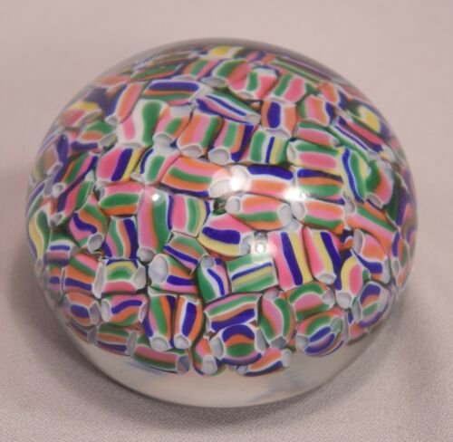 バカラ　クリスタルガラス　ペーパーウェイト　マセドワーヌモチーフ　マルチカラーミルフィオリ