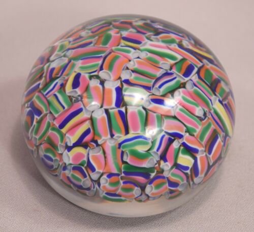 バカラ　クリスタルガラス　ペーパーウェイト　マセドワーヌモチーフ　マルチカラーミルフィオリ