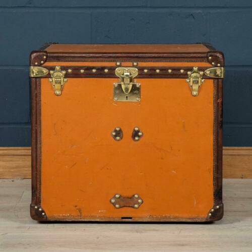 アンティーク 20世紀 ルイ・ヴィトン ハットトランク オレンジ ヴィトニットキャンバス 1900年代