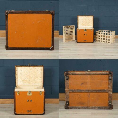 アンティーク 20世紀 ルイ・ヴィトン ハットトランク オレンジ ヴィトニットキャンバス 1900年代