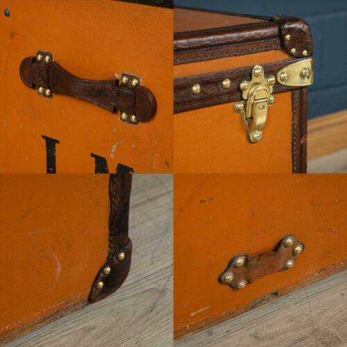 アンティーク 20世紀 ルイ・ヴィトン ハットトランク オレンジ ヴィトニットキャンバス 1900年代